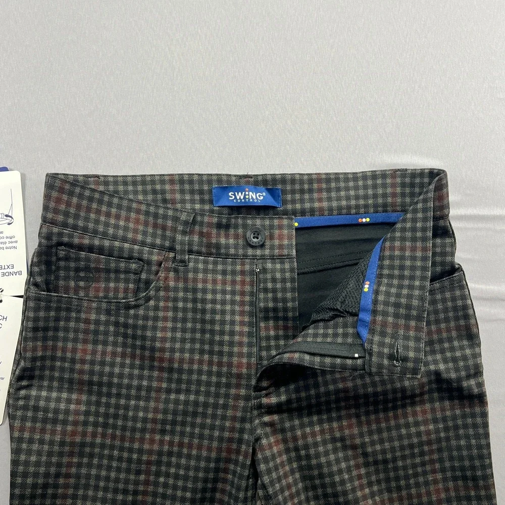Swing Control Ponte Golf Pants Mens 30x34 Multicolor Edward Plaid Straight Leg